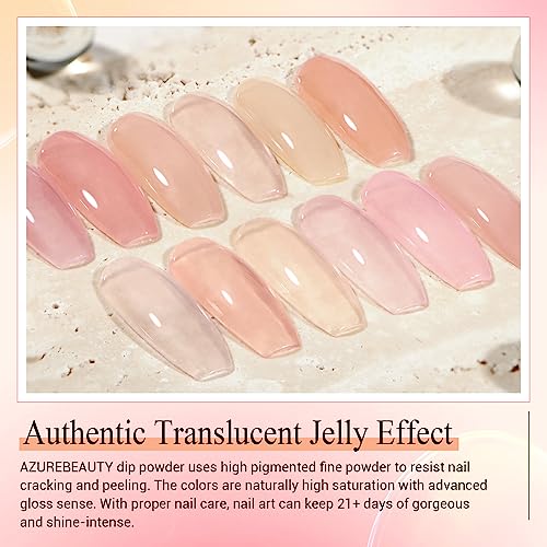 AZUREBEAUTY 4+4 Dip Powder Liquid Set & Summer Jerry Translucent 6 Colors Dip Powder Nail Kit for French Nail Art Manicure DIY Salon Gift