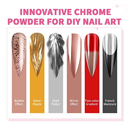 Saviland 48 Colors Mirror Chrome Nail Powder Set with 12 Colors Nail Polish Pens for Nail Art
