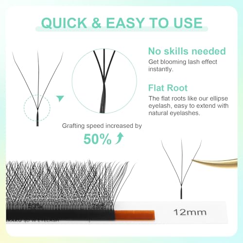 NAGARAKU W Eyelash Extensions High Capacity 54 Rows 3D Volume Premade Fan 0.07mm C Curl 7-15mm Mix Matte Black Easy Fanning yy Eye Lashes Handwoven W Shaped Wispy Cluster Professional Lash Supplies