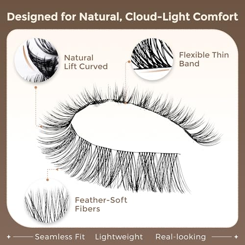 LASHVIEW Lash Clusters NM03 Cluster Lashes DIY Cluster Eyelash Extensions Mega Volume Reusable Individual Lashes Cluster Volume Look Super Thin Band & Soft(D-10-16mix)