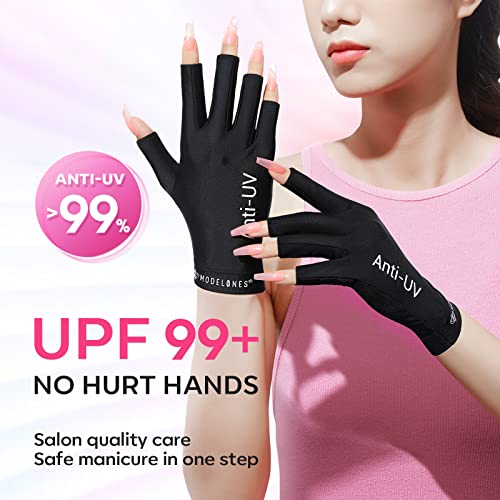 modelones Black UV Gloves and GooseNeck UV Light Lamp for Gel Manicures