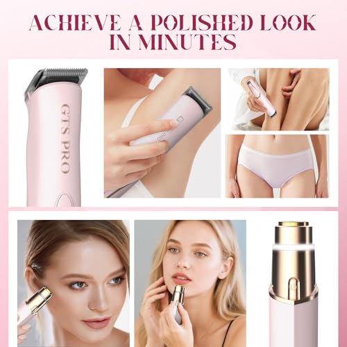 Bikini Trimmer for Women Pubic Hair: 2 in 1 Electric Razors for Women - IPX7 Waterproof Lady Shaver for Travel & Home Use (Black-Silver)