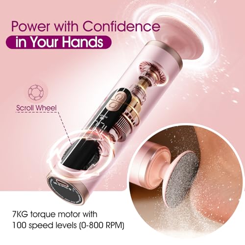 Electric Foot Callus Remover Rechargeable, Professional Pedicure Tools for Feet with 40PCS Sandpaper Discs, Adjustable Speed Heel Scraper for Cracked Heels, Foot Care Scrubber File for Dry Dead Skin