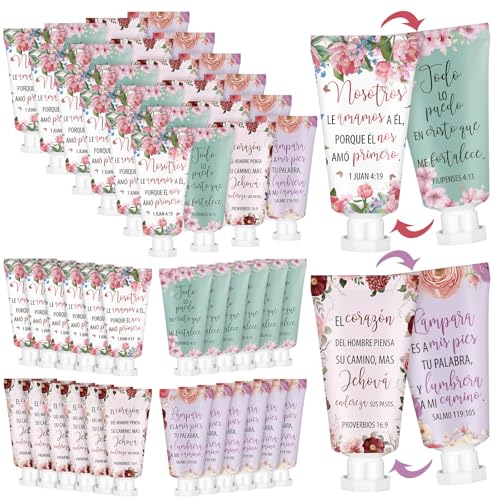 Leelosp 48 Pcs Mothers Day Gifts Spanish Bible Christian Women's Religious Hand Cream Bulk Cosmetic Hand Cream Inspirational Bible Verse Lotion for Mom Grandma Holiday Gift