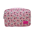 Impressions Vanity Hello Kitty Pink A Dot Cosmetic Pouch for purse With Silver Hardware, Polyester Lined Interior Travel Makeup Bag Organizer with Inner Slip Pocket and Hello Kitty Pink A Dot Artwork