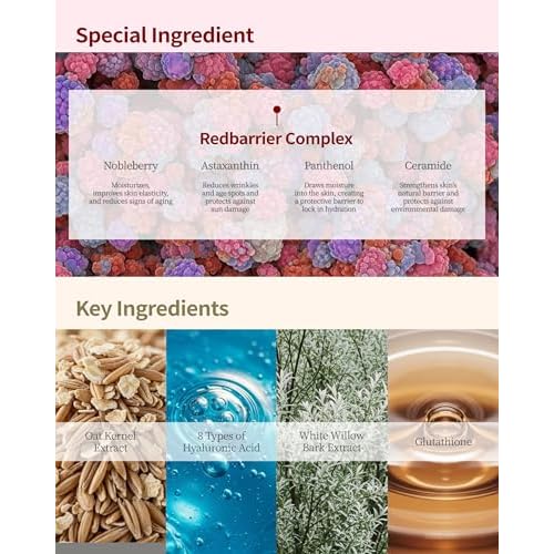 Redbarrier Oat Cleansing Foam | Gentle Hydrating Face Wash with LHA, PHA & Hyaluronic Acid | Low-pH Korean Cleanser for Daily Use, Pore Care & Removing Impurities, 5.07 fl. oz.