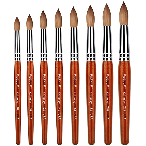 HOFASON 100% Pure Kolinsky Acrylic Nail Brush, Upscale Professional Kolinsky Sable Hair Acrylic Brush with Nature Red Wood Handle (Size 10)
