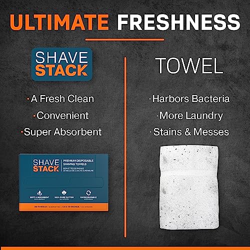 100% Cotton Shaving Towels for Men - 30 Ct, 12 x 10¡± - Super Soft Face Towel for Drying Face, Disposable Dry Wipes & Wash Cloths in One, Ideal Shaving Kit Accessory & Barber Supplies
