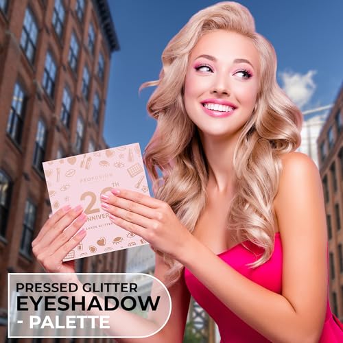 Profusion Cosmetics 20th Anniversary Pressed Eyeshadow Glitter Palette, Shimmering Bright with Unleashed Dazzle, Get a Flawless Eye Catching Look (Rose)