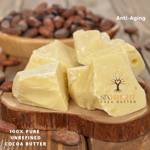 Sixbright Unrefined Cocoa Butter ?16 oz | 100% Pure, Food Grade- Natural Moisturizer for Dry Skin, Fades Stretch Marks & Scars ,For Skin, Hair, DIYs. Chocolate Aroma