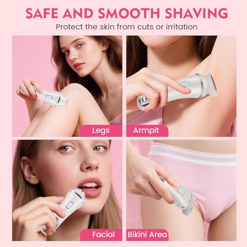 Electric Razor Bikini Trimmer for Women Rechargeable Painless Shaver for Body Hair IPX7 Waterproof Cordless LED Display for Women Underarm Public Hairs