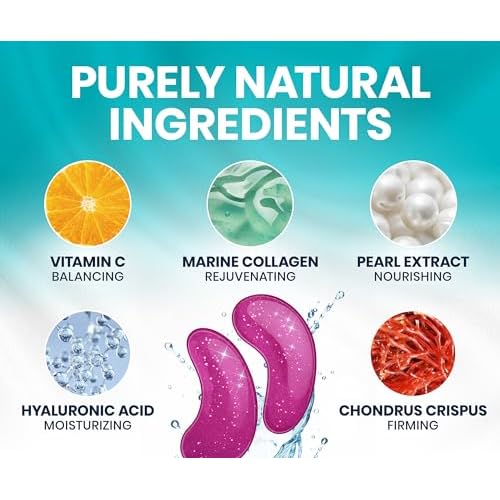 Stylia Collagen & Vitamin C Under Eye Patches for Puffy Eyes & Dark Circles - Depuffing, Hydrating & Firming Under Eye Mask with Hyaluronic Acid - Stocking Stuffers for Teen Girls, Vegan (30 Pairs)