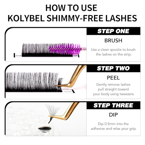 KOLYBEL SHIMMY-FREE Lash Extension 0.03 C Curl Volume Lash Extensions 8-16mm Lash Trays Matte Ultra Lightweight Shimmy-Free Eyelash Extensions Professional Supplies for Lash Techs(0.03 C 8-16mm)