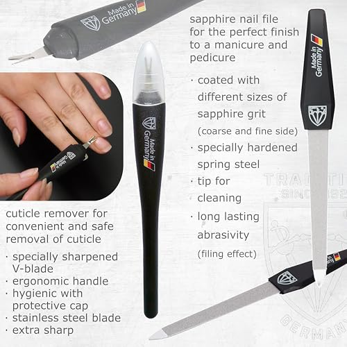 3 Swords Germany - brand quality 10 piece manicure pedicure grooming kit set for professional finger & toe nail care scissors clipper fashion leather case in gift box, Made by 3 Swords (00286)