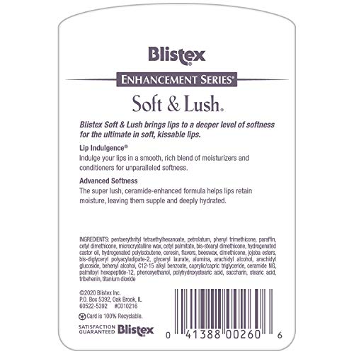 Blistex Soft & Lush Lip Protectant, 0.13 Ounce Tube ? Softens & Conditions, Creamy Smooth Texture, Hydrating Lip Balm, Daily Lip Hydration, (Pack of 3)