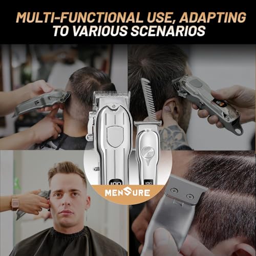 Mensure Hair Clippers for Men, Home Haircut Kit with Scissors, Comb & Guide Combs, Cordless Hair Trimmer Set for Family Use