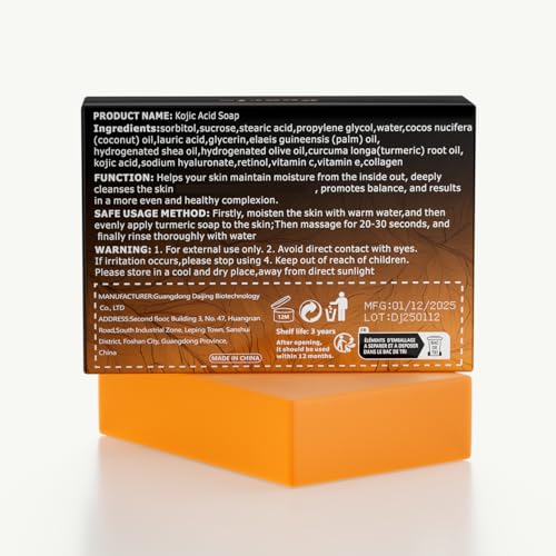Premium Turmeric Kojic Acid Soap Bar ? Hydrating & Nourishing Serum for Face & Body ? Exfoliating Cleansing Bar with Vitamin C, Retinol & Collagen ? Kojic Acid & Turmeric Cleansing Pads Alternative