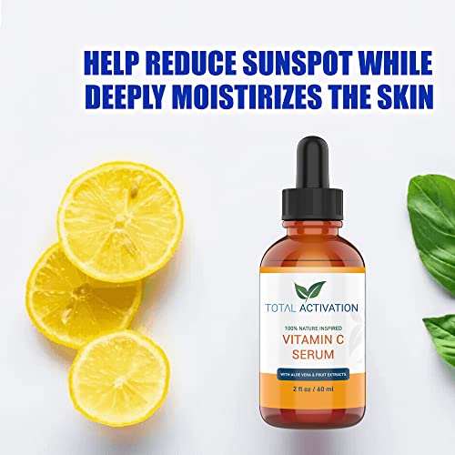 Vitamin C Serum for Face with Aloe Vera & Vitamin E, Anti-Aging, Hydrating Serum Smooth, Glowing Skin & Fine Line Treatment, Fast-Absorbing, 2oz