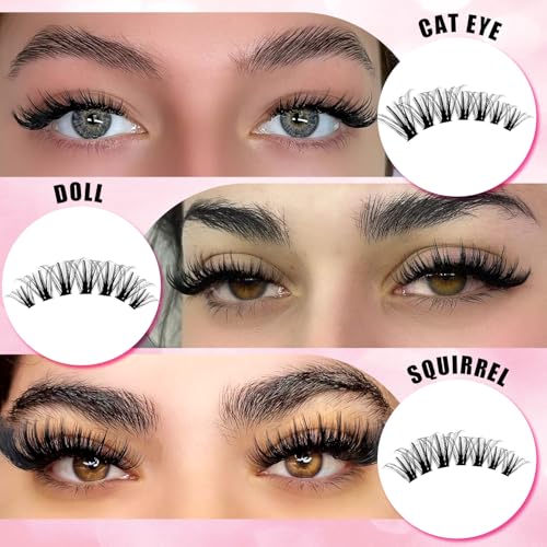 560pcs Lash Clusters Kit with Bond,Seal and Tweezers, Eyelash Extensions 9-16mm, D Curl, 30D+40D Natural Wispy Cluster False Soft Individual Lashes