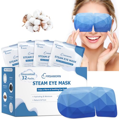 32Packs Steam Eye Mask, Heated Eye Mask for Sleeping, Warm Compress for Eyes, Self Heating Disposal Steam Mask for Home Sleep, Office, Spa, Travel Essentials Valentine's Day Gift (Unscented)