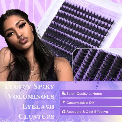 Winifred Lash Clusters Fairy Cluster Eyelash Extensions Dramatic Lash Clusters with spikes Voluminous Eyelashes Thick Eyelash Cluster D Curve 12-20mm 187pcs Individual Lashes DIY Lashes