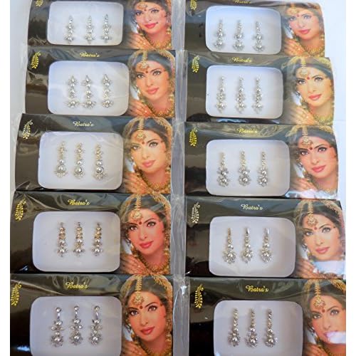 8 Bindi Pack - 24 Combo Bindi Stickers, Multicolored, Silver, Gold, Black