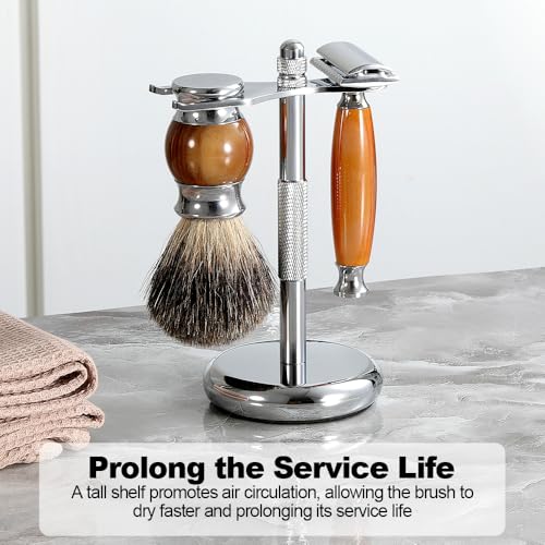 Safety Razor Holder Stand, Safety Razor Stand for Men, Razor and Shaving Brush Holder Stand, Metal Base for Added Stability and Long-Lasting Use