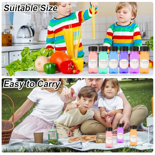 100 Pcs 2oz Plastic Bottles with Lids, Clear Plastic Bottle with Caps 2 oz for Liquids Small Reusable Ginger Shots Bottle Vial Beverage Container Leak Proof Mini Jars for Milk, Water, Ginger, Juice