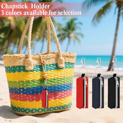 3 Pcs Lip Balm Sleeve Pouch Portable Lipstick Holder Bag Clip-on Makeup Travel Accessories Great Stuffers Gift for Women