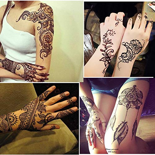 Temporary Tattoos Kits, wumawu Semi Permanent Tattoos, DIY Fake Freckles Temporary Tattoos for Women Men Kids Party,Summer Trend hand Ink with 78 Pcs Tattoo Stencils,Jagua Gel - Full Kit 5 Bottles