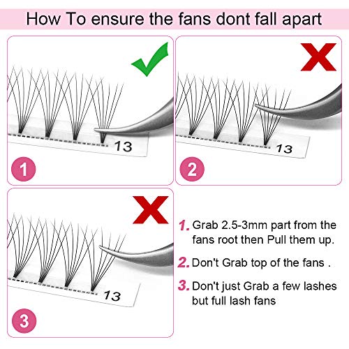 Premade Volume Eyelash Extensions 4D-C-0.07-9 Short Stem Premade Fans Eyelash Extensions Volume Lash Extensions .07 .10 Premade Volume Fans Pre made Lash Fans C D curl(4D-C-0.07,9mm)