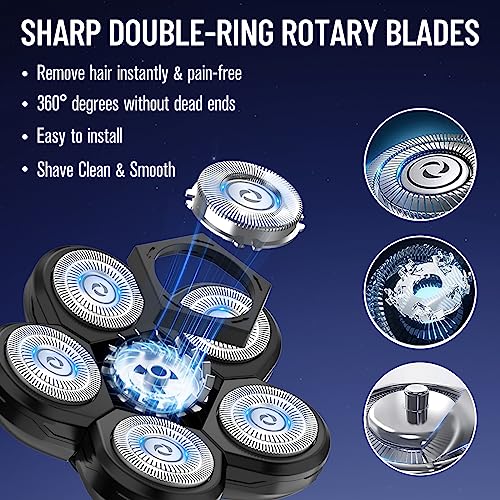 Replacement Heads for Main Shaver Brands, Shaver Blade Heads Replacement for Electric Razor for Men, Head Shaver Bald Shaver Replacement Heads with Blade Cover Shaver Head (6 Head Blades For Men)