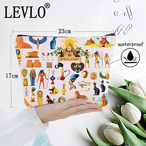 LEVLO Egyp Travel Pouch Bag Ancient Egypt Gift Egyptian Make Up Zipper Pouch Bag Ancient Civilization Merch (Egyp)