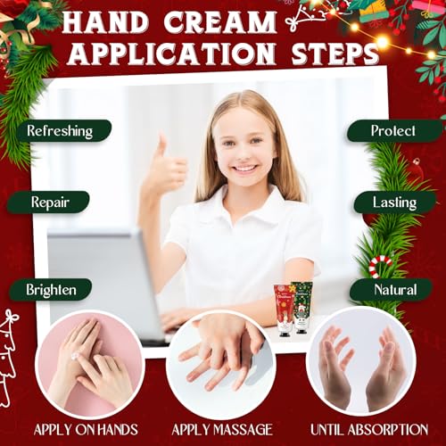 72 Set Christmas Hand Lotion Gift Bulk Christmas Hand Cream Travel Size Xmas Stocking Stuffers Holiday Mini Lotion with Organza Bag Greeting Card Party Supplies for Employee Coworkers Gifts