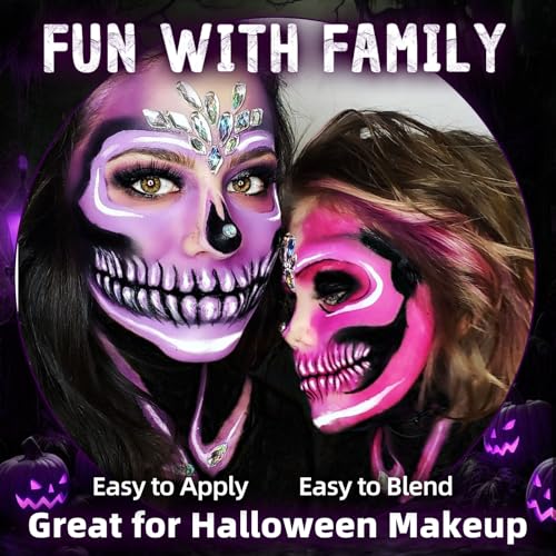 6 Color Purple Face Paint Palette, Professional Body Paint Violet Makeup, Washable Formula, Vibrant Purple Face & Body Paint for Halloween, Cosplay SFX, Dress Up Part