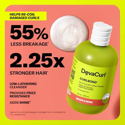 DevaCurl CurlBond Re-Coiling Mild Lather Cleanser | Reduces Frizz For Up to 48 Hours | Preserves Color Up to 30 Washes | Seals Split Ends