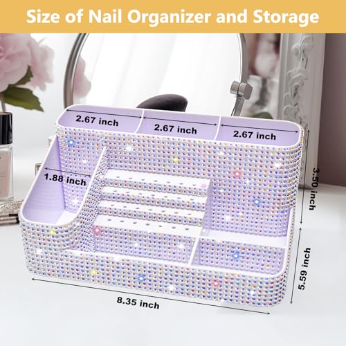 CGBE Nail Drill Holder, 28 Holes Drill Bit Holder for Nails, Professional Nail Tool Organizer, Nail Desk Organizer for Nail Tech, Nail Salon DIY Use - Bling dz-White (Not Including Nail Drill Set)