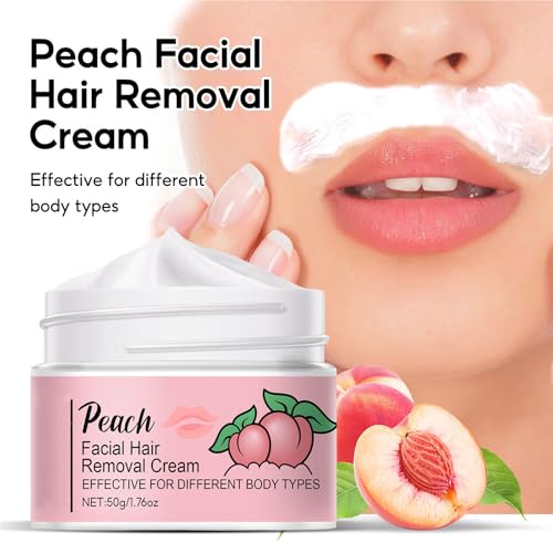 Facial Hair Removal Cream,Peach Facial Depilatory Cream for Upper Lip and Chin,Gentle Facial Hair Removal Painless Hairs Removers for Body Face Lips