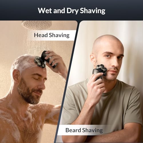 7D Arc Electric Shaver for Head & Body, 5-in-1 Upgraded Electric Razor for Men, Waterproof Wet/Dry Detachable Head Shaver, LED Display Rechargeable Electric Shaving & Grooming Kit, Grey