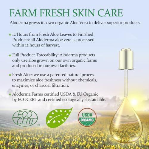 Aloderma Aloe Vera Gel Made within 12 Hours of Harvest with 96% Pure Organic Aloe Vera for Skin, Scalp, & Hair, Soothing Aloe Face Moisturizer, Multipurpose, Hydrating Aloe Gel, 7oz, 3-Pack