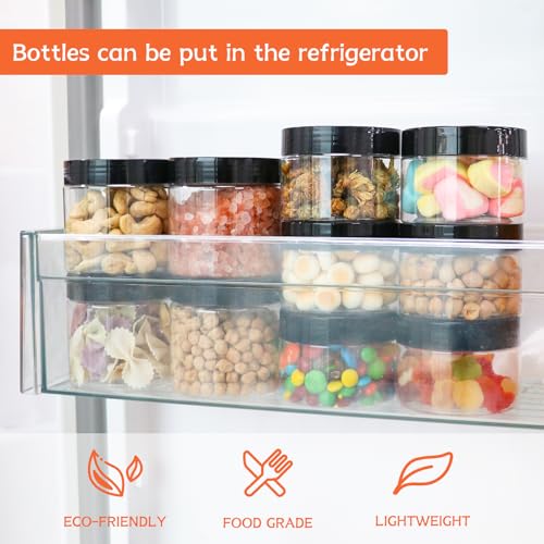 40 Pack 6 OZ Plastic Jars with Lids, Empty Round Clear Slime Cosmetic Container with Labels, Leakproof Multi-use Refillable Storage Jar for Beauty Products, Samples, Travel, Food