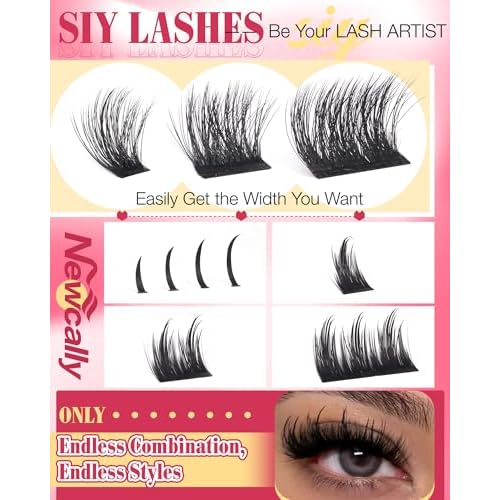 SIY Lash Clusters with Spikes Manga Volume Individuals DIY Lash Extension 100D Eyelash Extension 10-19MM Anime D-Curly 3D Look Thick Eyelash Clusters by Newcally
