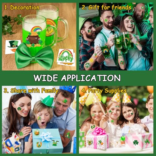 117 PCS St Patricks Day Temporary Tattoos for Boy Girl, Green Shamrock St. Patrick's Day Fake Tattoos for Women Men Adult, Irish Parade & Party Favor Supply Decoration