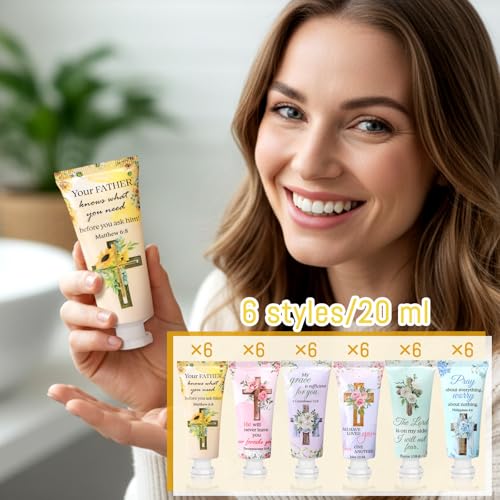 36 Pcs Christian Gifts Bulk for Women Mother's Day Cross Hand Cream Travel Size Easter Bible Verse Gifts Jesus Religious Scripture Faith Party Favor for Sunday Prayer Church Women Mom Teacher