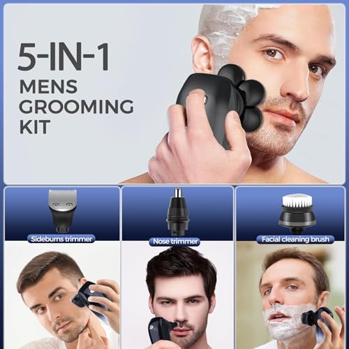 Head Shaver for Men,Bald Head Shavers,Electric Razor for Men Head Shaver Cordless,Man Electric Shavers for Face Wet and Dry, 6 in 1 Shaver for Bald Heads Rechargeable,Travel Hair Shaving Grooming Kit