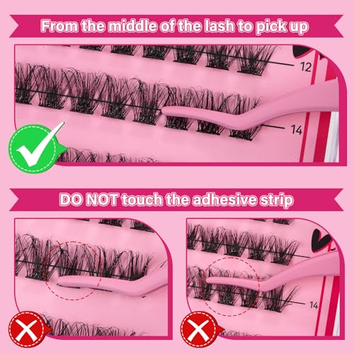 Self Adhesive Eyelashes 48Pcs Lash Clusters Self Stick Lashes Reusable Self-adhesive Lashes No Glue Cluster Lashes Easy for Use(Lotus,D-10-18mix)