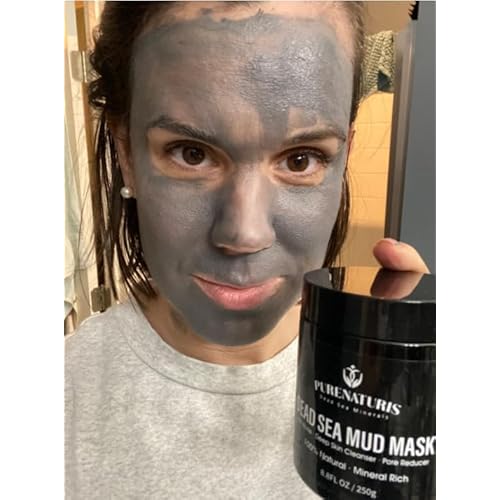 PureNaturis Organic Dead Sea Mud Mask for Face & Body, Premium Spa Quality Pore Minimizer for Acne, Blackheads, Oily Skin -Skin Tightening Formula for Women & Men, Achieves Healthier Complexion 8.8 oz