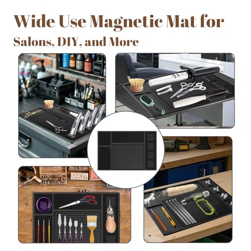 Adevar Magnetic Barber Mat for Clippers,Barber Station Organizer Mat for Beauty Tools,Professional Non-Slip Matt