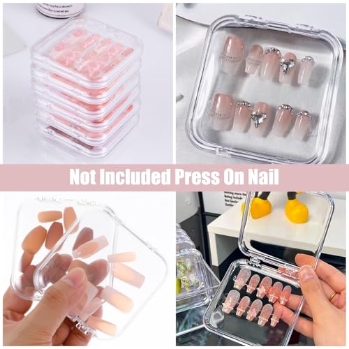 36 Pcs Press on Nail Storage Box Container All-In-One Clear 3 pcs Double Sided Tape Acrylic Display Fake Nail 3 Big Storage Box Organizer Case Artificial False Nail Boxes Packaging for Press Ons