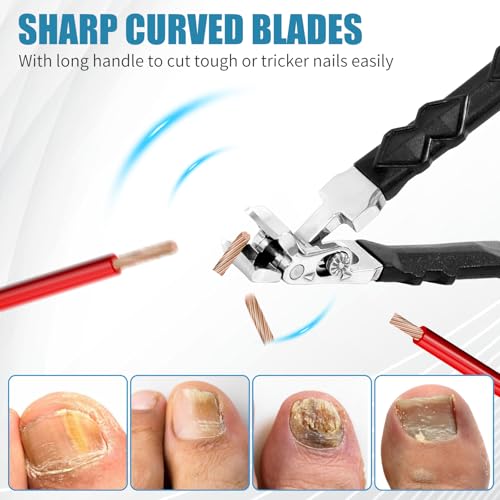 Toe Nail Clippers for Thick Nails for Seniors, Ergonomic Wide-Angle Nail Clipper ? Extra-Wide Jaw and Anti-Splash Design for Clean, Comfortable Trimming (3pcs)